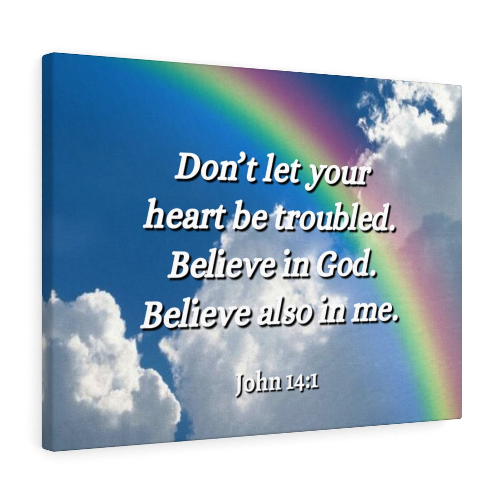 Scripture Walls Believe In God John 14:1 Bible Verse Canvas Christian Wall Art Ready to Hang Unframed-Express Your Love Gifts