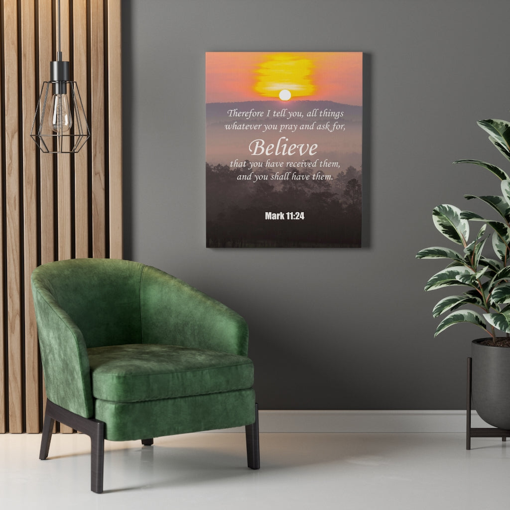 Scripture Walls Believe Mark 11:24 Christian Home Decor Bible Verse Art Unframed-Express Your Love Gifts