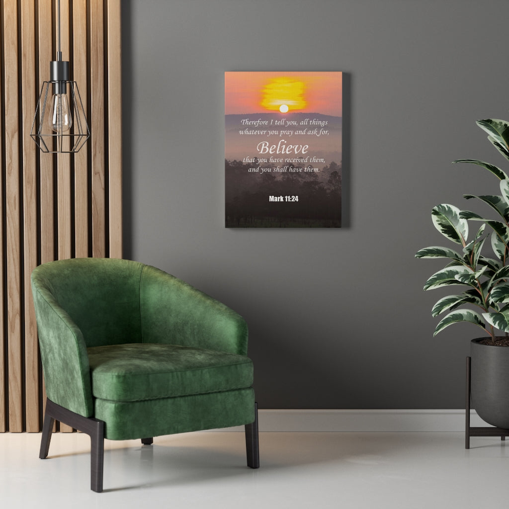 Scripture Walls Believe Mark 11:24 Christian Home Decor Bible Verse Art Unframed-Express Your Love Gifts