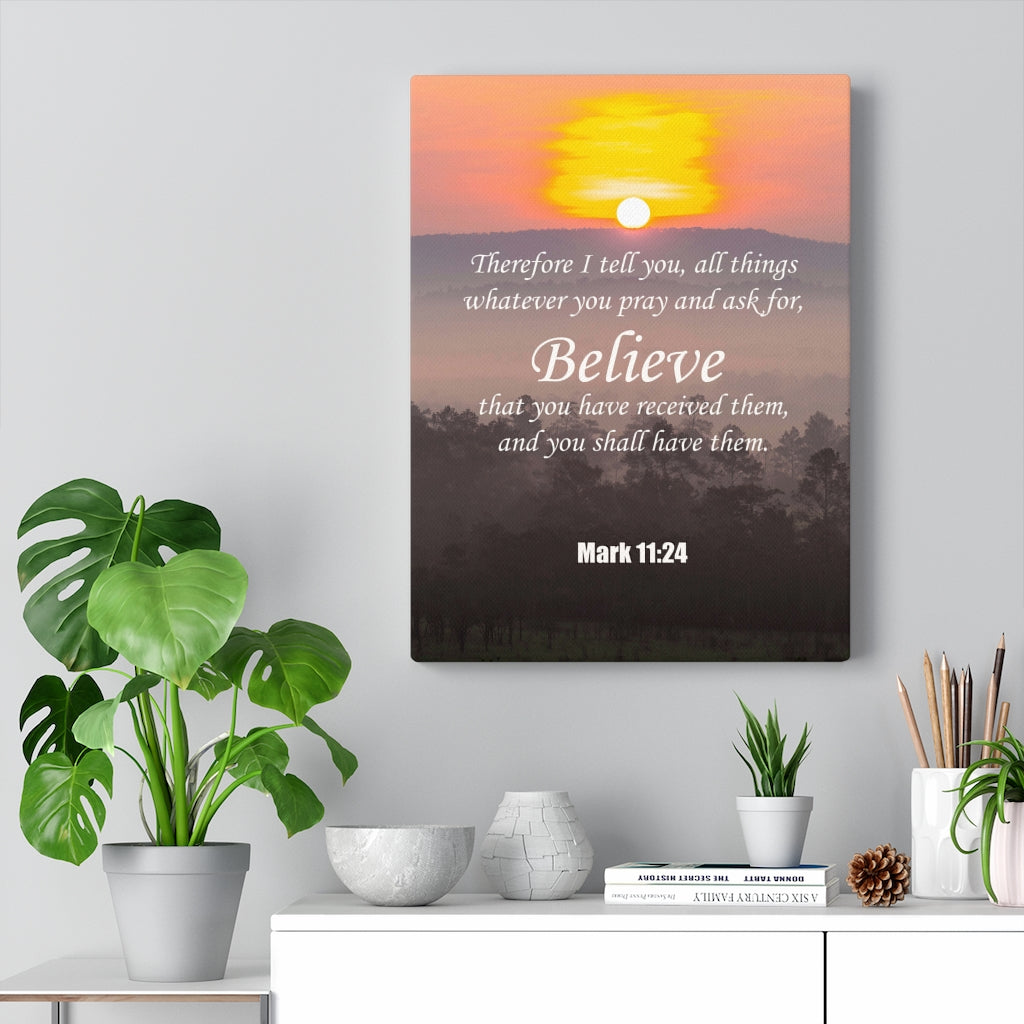 Scripture Walls Believe Mark 11:24 Christian Home Decor Bible Verse Art Unframed-Express Your Love Gifts