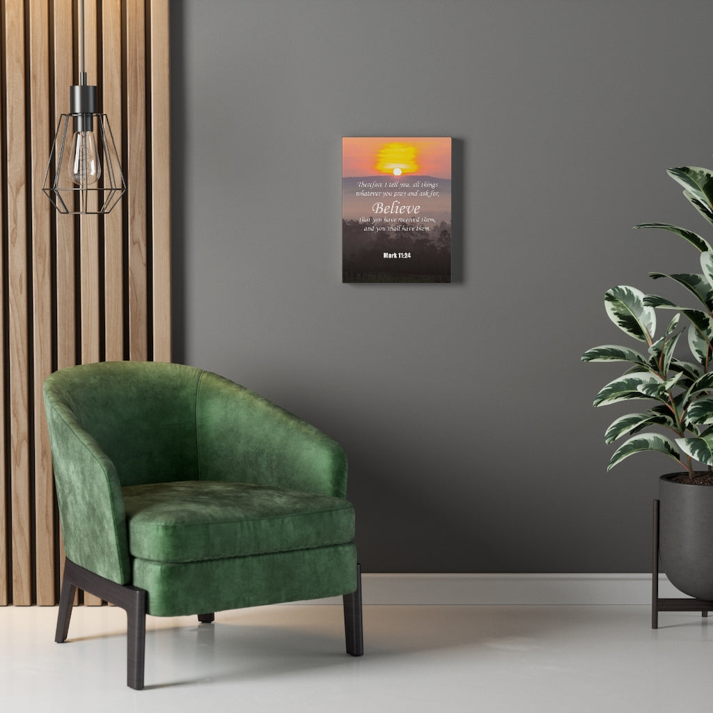 Scripture Walls Believe Mark 11:24 Christian Home Decor Bible Verse Art Unframed-Express Your Love Gifts