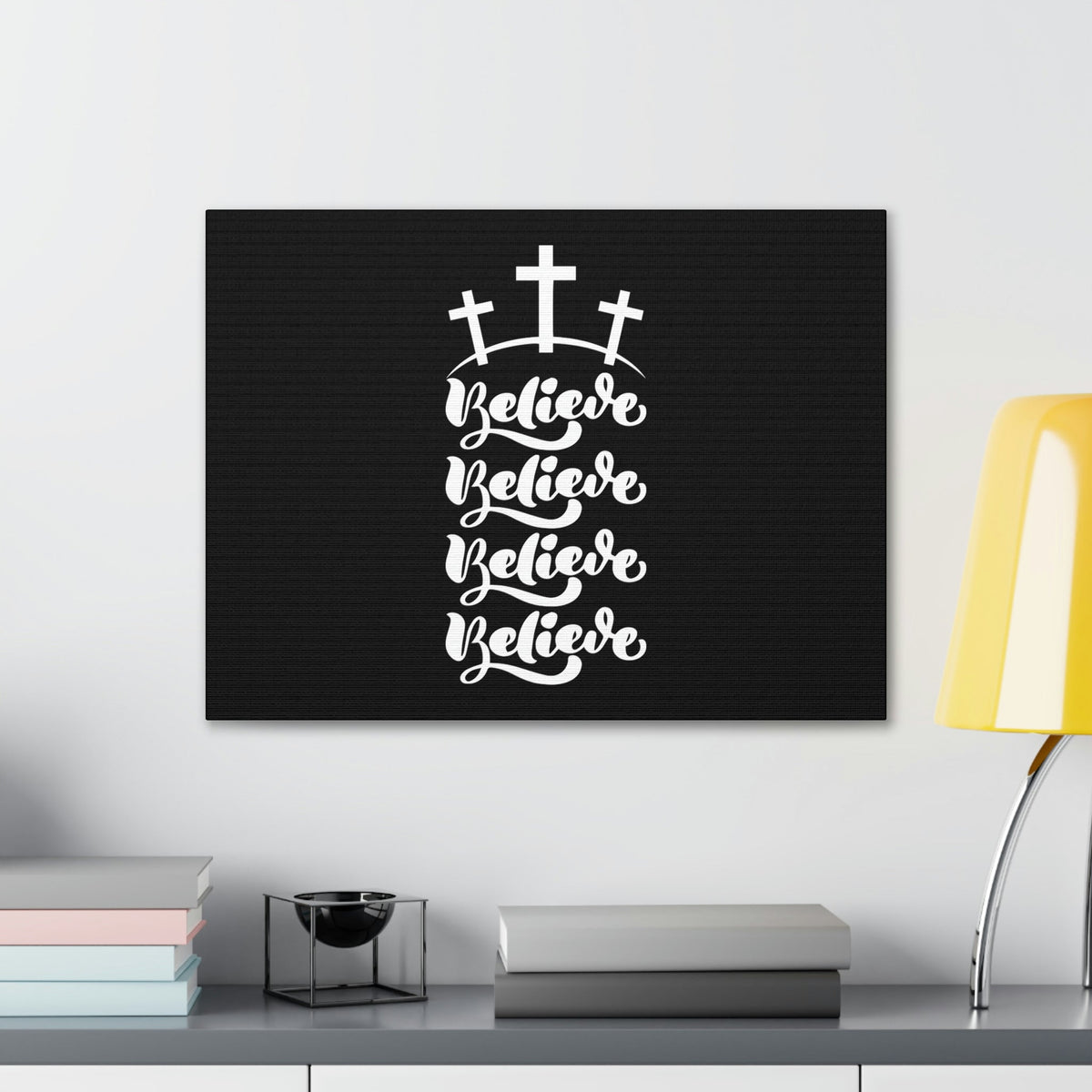 Scripture Walls Believe Mark 9:23 Cross Black Christian Wall Art Bible Verse Print Ready to Hang Unframed-Express Your Love Gifts