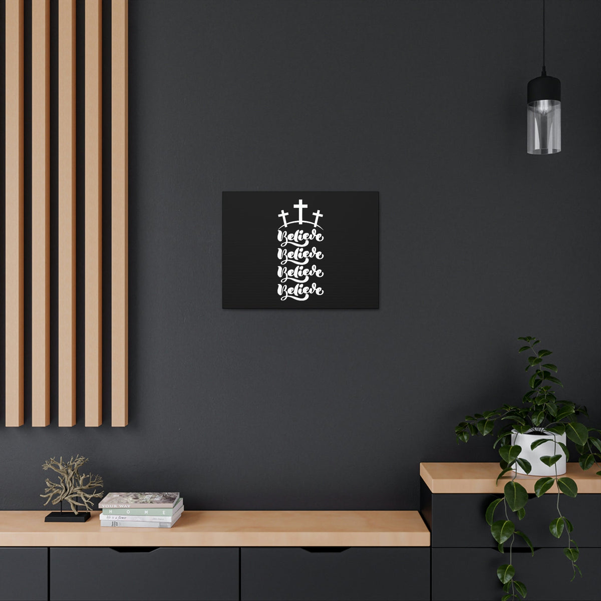 Scripture Walls Believe Mark 9:23 Cross Black Christian Wall Art Bible Verse Print Ready to Hang Unframed-Express Your Love Gifts