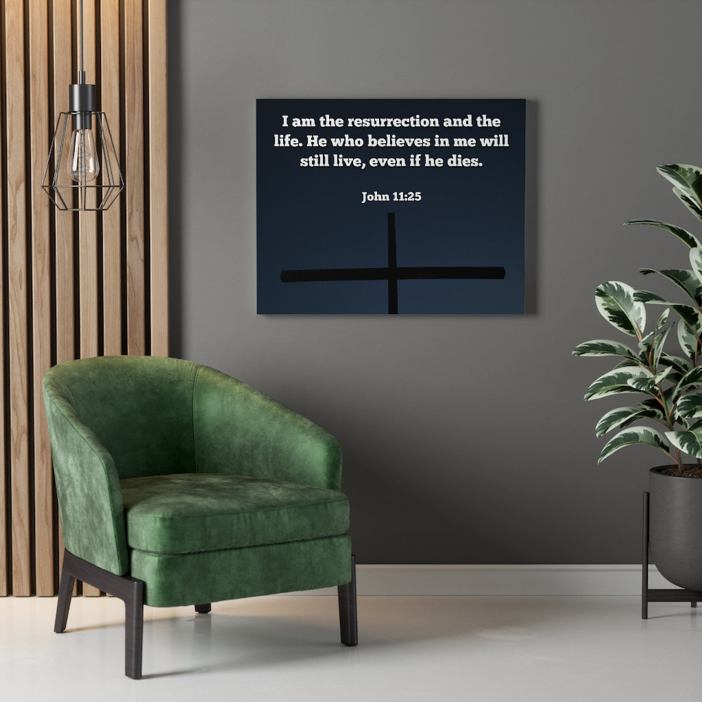 Scripture Walls Believeth In Me John 11:25 Bible Verse Canvas Christian Wall Art Ready to Hang Unframed-Express Your Love Gifts