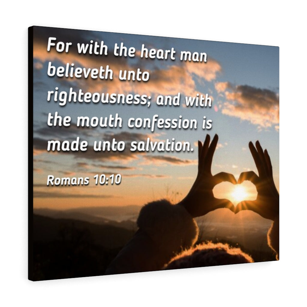 Scripture Walls Believeth Unto Righteousness Romans 10:10 Bible Verse Canvas Christian Wall Art Ready to Hang Unframed-Express Your Love Gifts