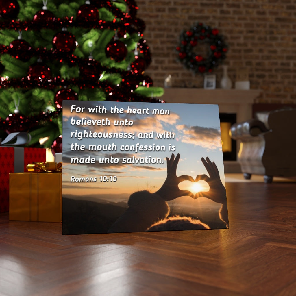 Scripture Walls Believeth Unto Righteousness Romans 10:10 Bible Verse Canvas Christian Wall Art Ready to Hang Unframed-Express Your Love Gifts