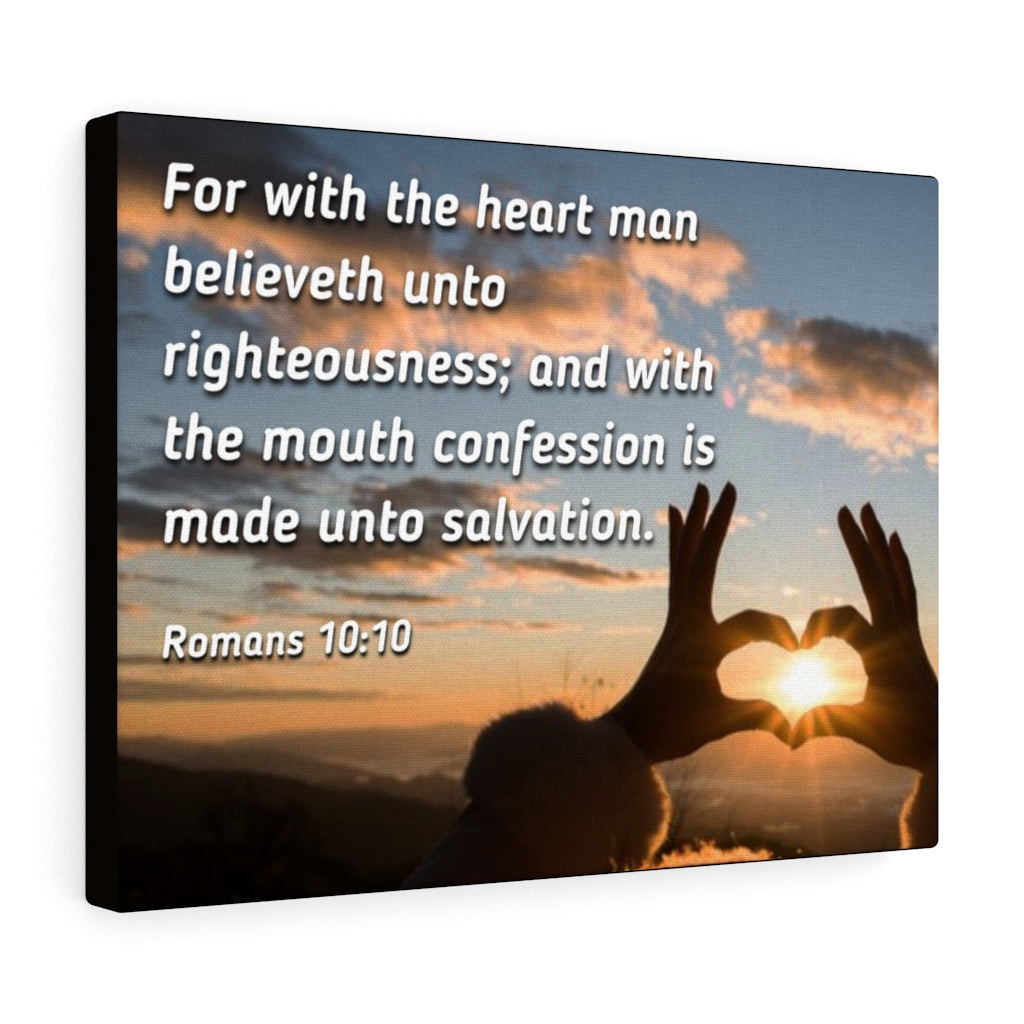 Scripture Walls Believeth Unto Righteousness Romans 10:10 Bible Verse Canvas Christian Wall Art Ready to Hang Unframed-Express Your Love Gifts