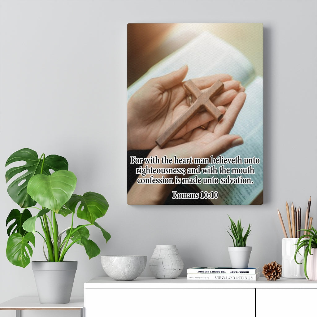 Scripture Walls Believeth Unto Righteousness Romans 10:10 Christian Home Decor Bible Art Unframed-Express Your Love Gifts