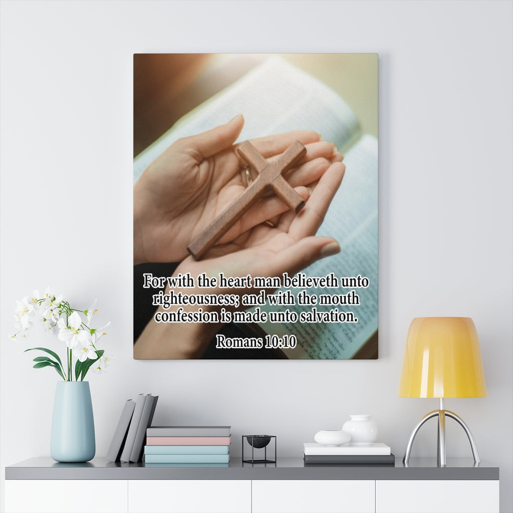 Scripture Walls Believeth Unto Righteousness Romans 10:10 Christian Home Decor Bible Art Unframed-Express Your Love Gifts