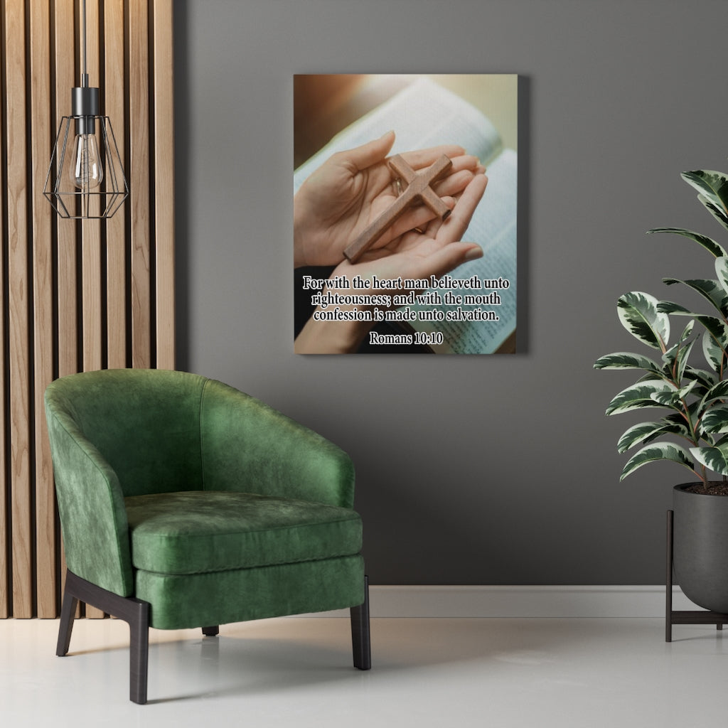 Scripture Walls Believeth Unto Righteousness Romans 10:10 Christian Home Decor Bible Art Unframed-Express Your Love Gifts