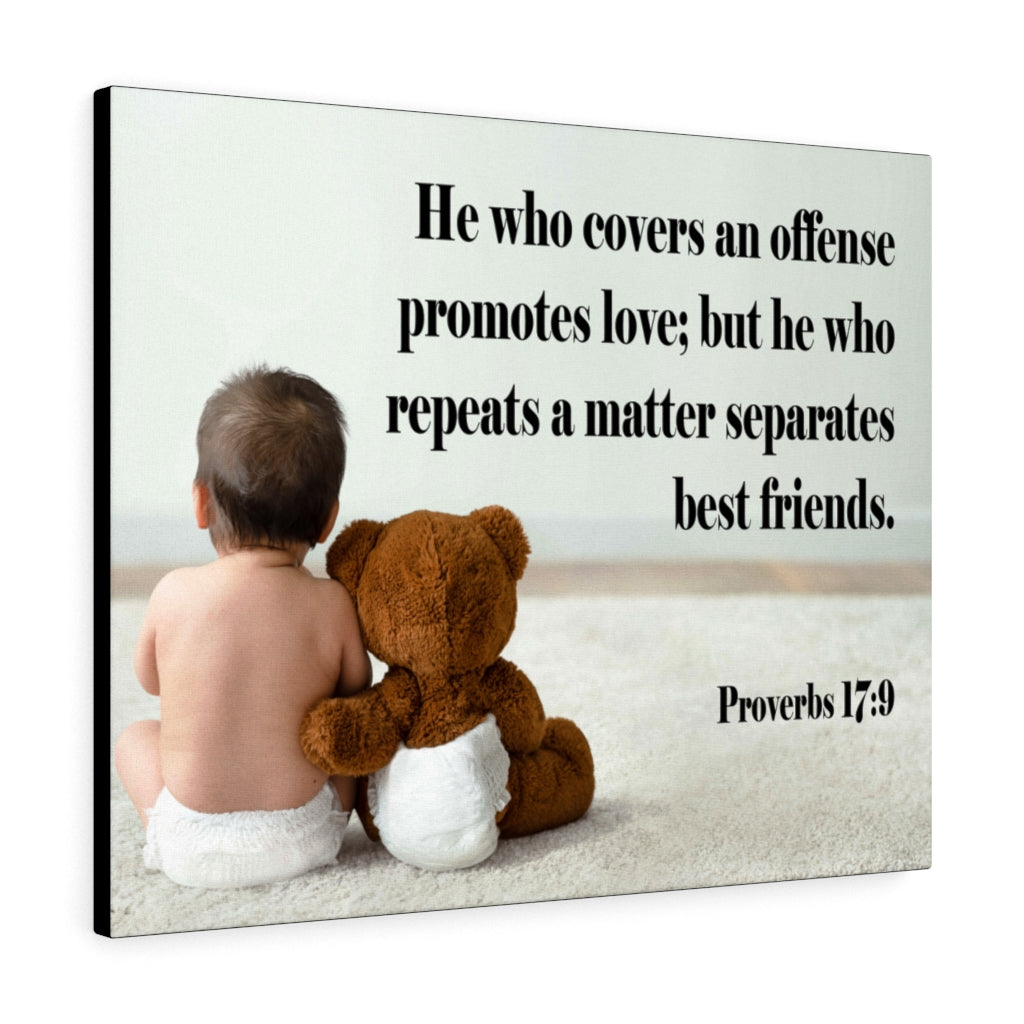 Scripture Walls Best Friends Proverbs 17:9 Bible Verse Canvas Christian Wall Art Ready to Hang Unframed-Express Your Love Gifts