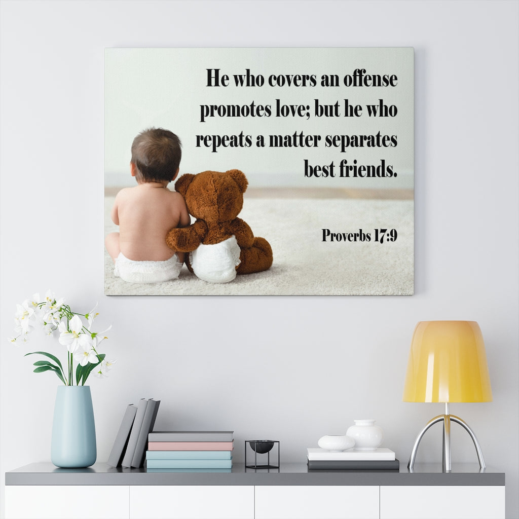 Scripture Walls Best Friends Proverbs 17:9 Bible Verse Canvas Christian Wall Art Ready to Hang Unframed-Express Your Love Gifts