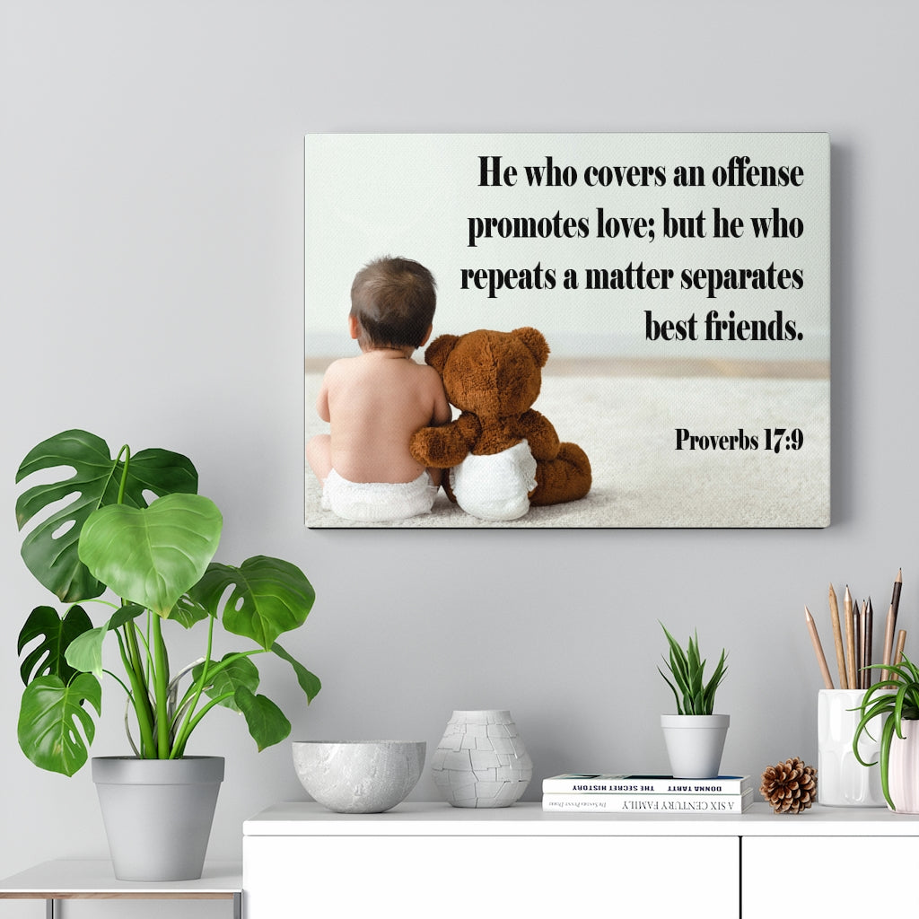 Scripture Walls Best Friends Proverbs 17:9 Bible Verse Canvas Christian Wall Art Ready to Hang Unframed-Express Your Love Gifts