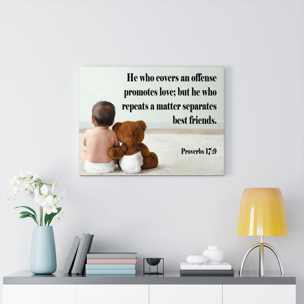 Scripture Walls Best Friends Proverbs 17:9 Bible Verse Canvas Christian Wall Art Ready to Hang Unframed-Express Your Love Gifts