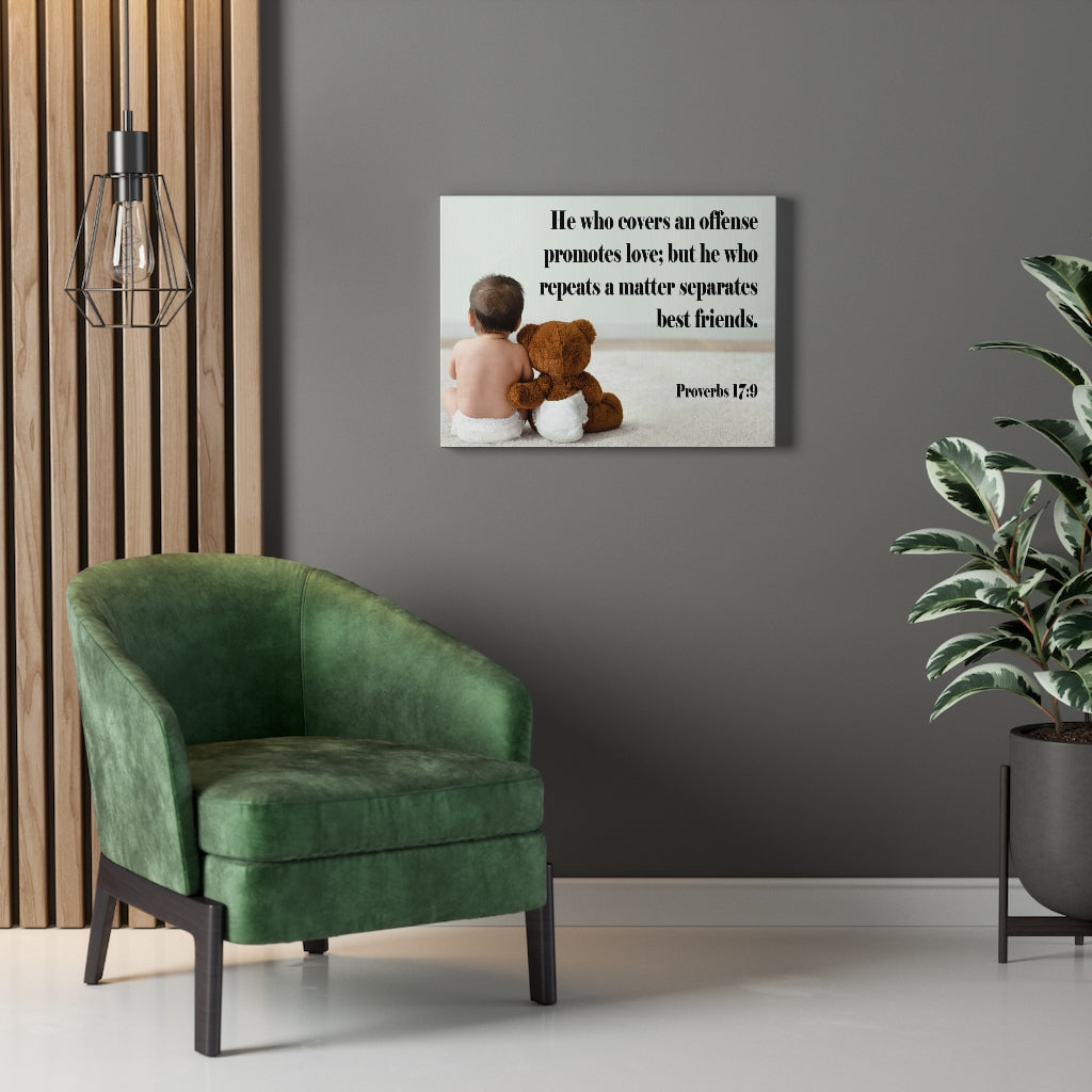 Scripture Walls Best Friends Proverbs 17:9 Bible Verse Canvas Christian Wall Art Ready to Hang Unframed-Express Your Love Gifts