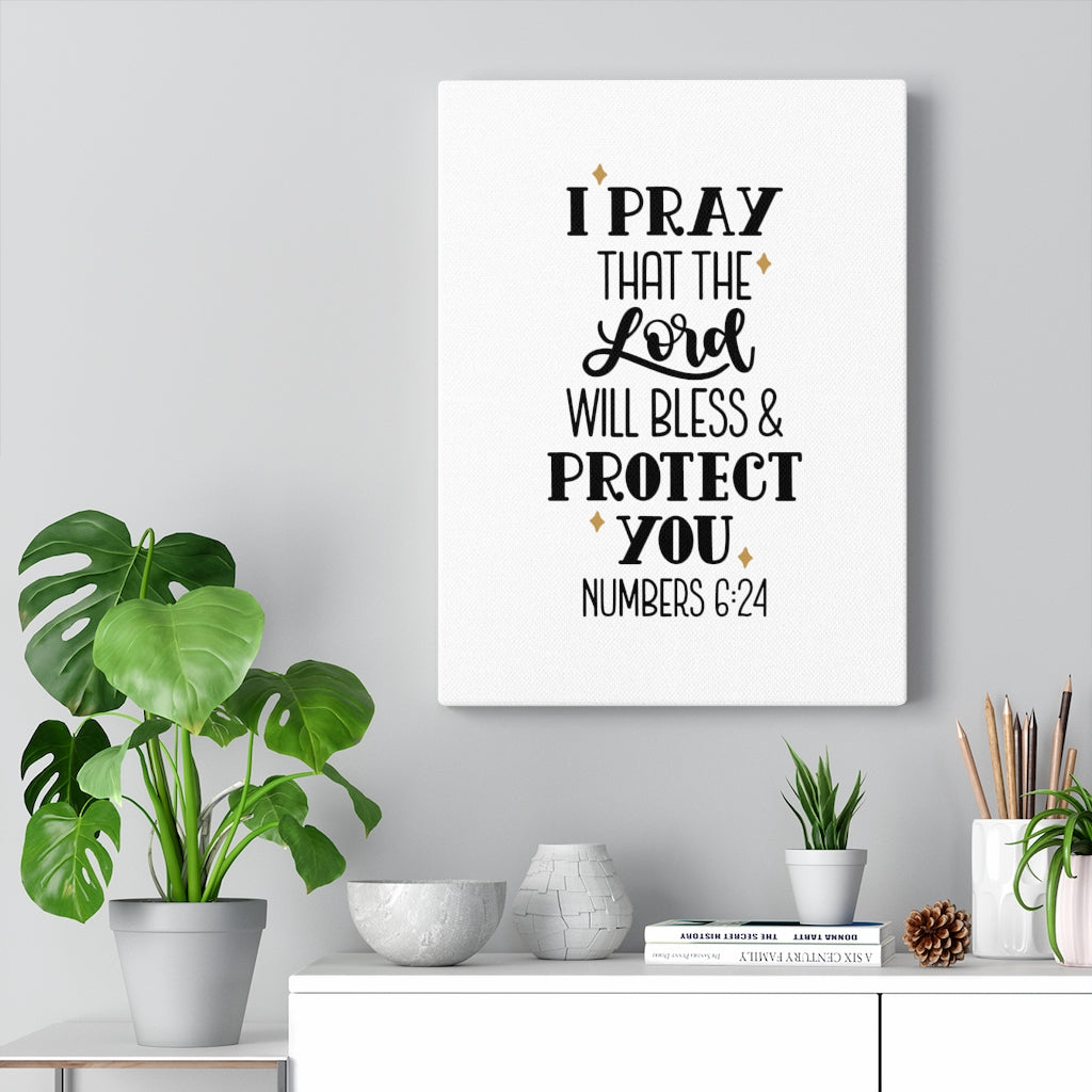 Scripture Walls Bless & Protect Numbers 6:24 Bible Verse Canvas Christian Wall Art Ready to Hang Unframed-Express Your Love Gifts