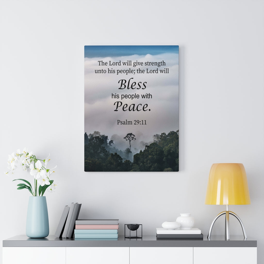 Scripture Walls Bless Peace Psalm 29:11 Bible Verse Canvas Christian Wall Art Ready to Hang Unframed-Express Your Love Gifts