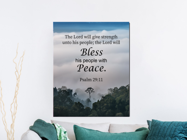 Scripture Walls Bless Peace Psalm 29:11 Bible Verse Canvas Christian Wall Art Ready to Hang Unframed-Express Your Love Gifts