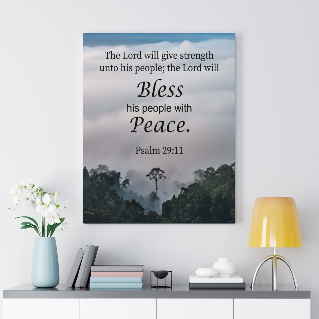Scripture Walls Bless Peace Psalm 29:11 Bible Verse Canvas Christian Wall Art Ready to Hang Unframed-Express Your Love Gifts