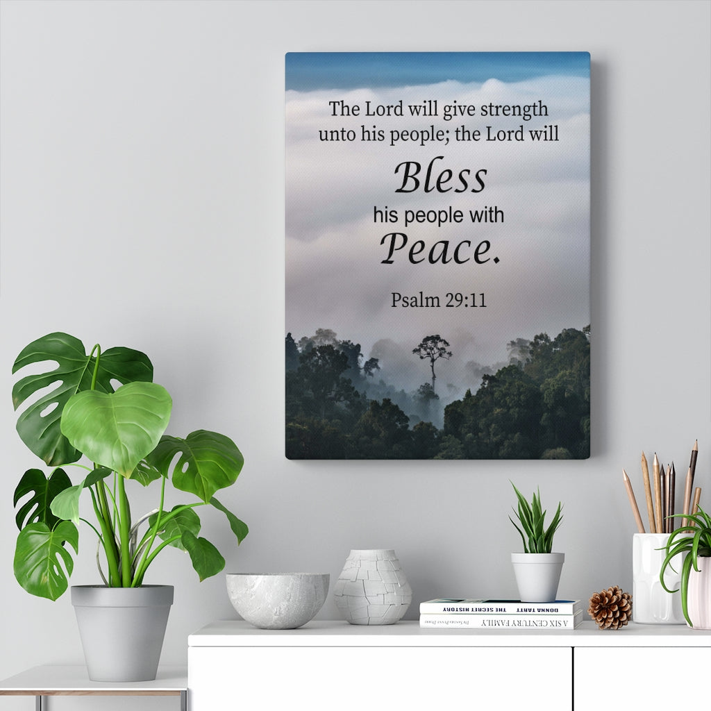 Scripture Walls Bless Peace Psalm 29:11 Bible Verse Canvas Christian Wall Art Ready to Hang Unframed-Express Your Love Gifts
