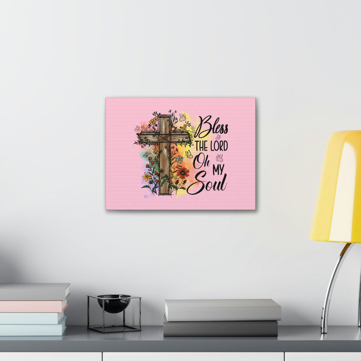 Scripture Walls Bless The Lord Psalm 103:1 Flower Cross Christian Wall Art Bible Verse Print Ready to Hang Unframed-Express Your Love Gifts