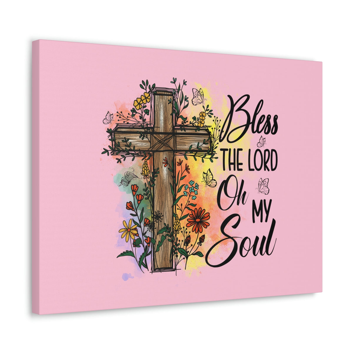 Scripture Walls Bless The Lord Psalm 103:1 Flower Cross Christian Wall Art Bible Verse Print Ready to Hang Unframed-Express Your Love Gifts