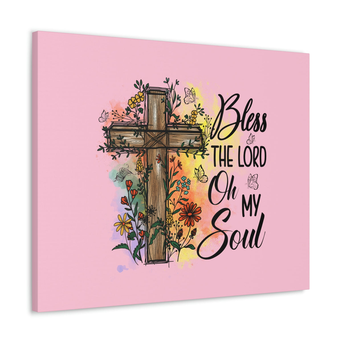 Scripture Walls Bless The Lord Psalm 103:1 Flower Cross Christian Wall Art Bible Verse Print Ready to Hang Unframed-Express Your Love Gifts