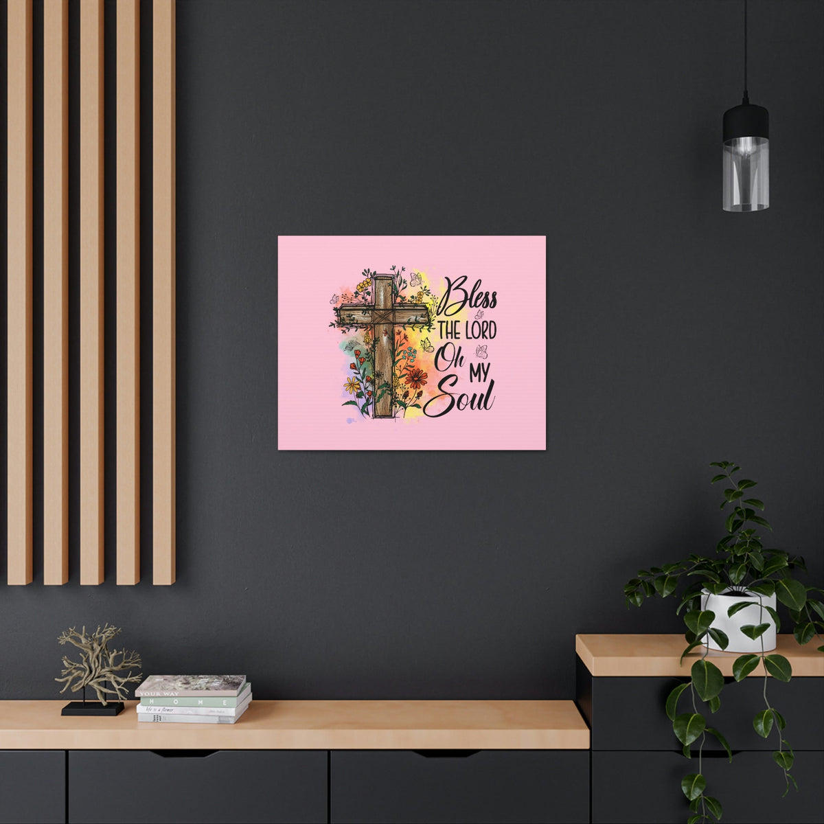 Scripture Walls Bless The Lord Psalm 103:1 Flower Cross Christian Wall Art Bible Verse Print Ready to Hang Unframed-Express Your Love Gifts