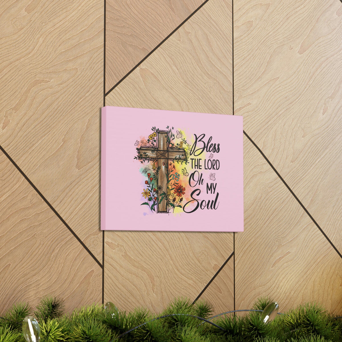 Scripture Walls Bless The Lord Psalm 103:1 Flower Cross Christian Wall Art Bible Verse Print Ready to Hang Unframed-Express Your Love Gifts