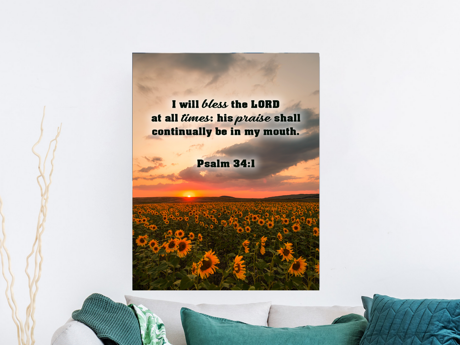 Scripture Walls Bless The Lord Psalm 34:1 Christian Home Decor Bible Art Unframed-Express Your Love Gifts