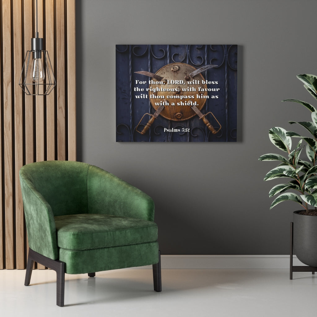 Scripture Walls Bless The Righteous Psalm 5:12 Bible Verse Canvas Christian Wall Art Ready to Hang Unframed-Express Your Love Gifts