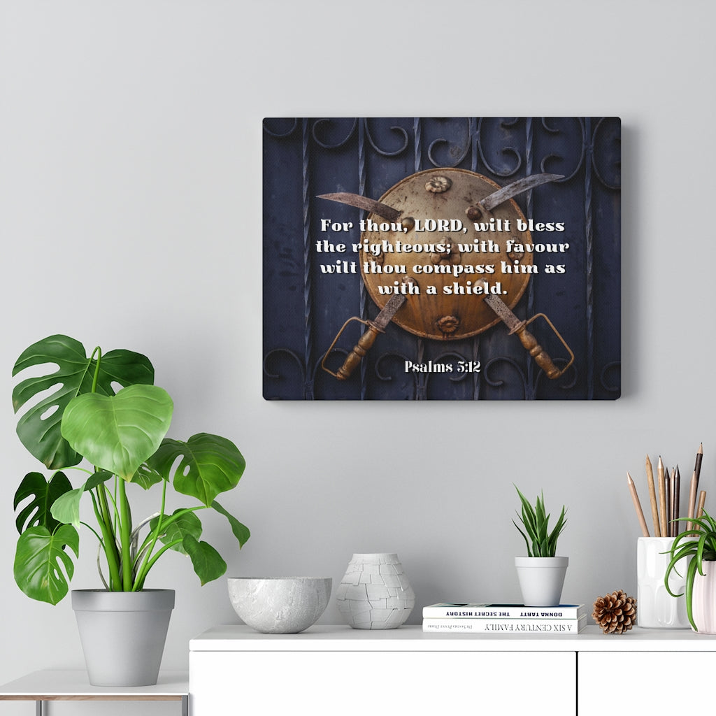 Scripture Walls Bless The Righteous Psalm 5:12 Bible Verse Canvas Christian Wall Art Ready to Hang Unframed-Express Your Love Gifts