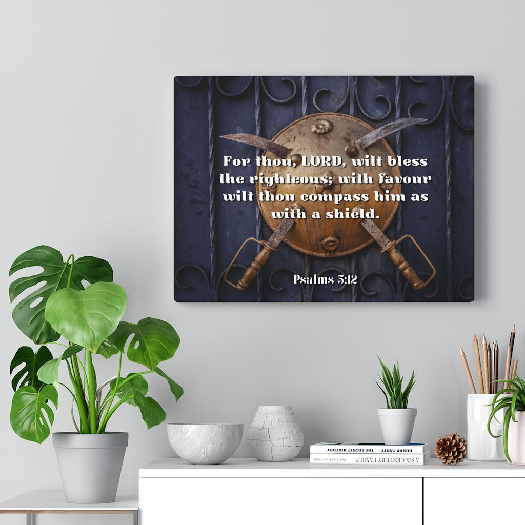 Scripture Walls Bless The Righteous Psalm 5:12 Bible Verse Canvas Christian Wall Art Ready to Hang Unframed-Express Your Love Gifts