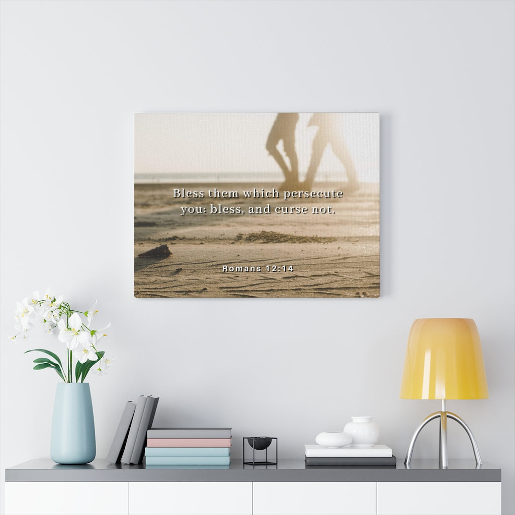 Scripture Walls Bless Them Romans 12:14 Bible Verse Canvas Christian Wall Art Ready to Hang Unframed-Express Your Love Gifts