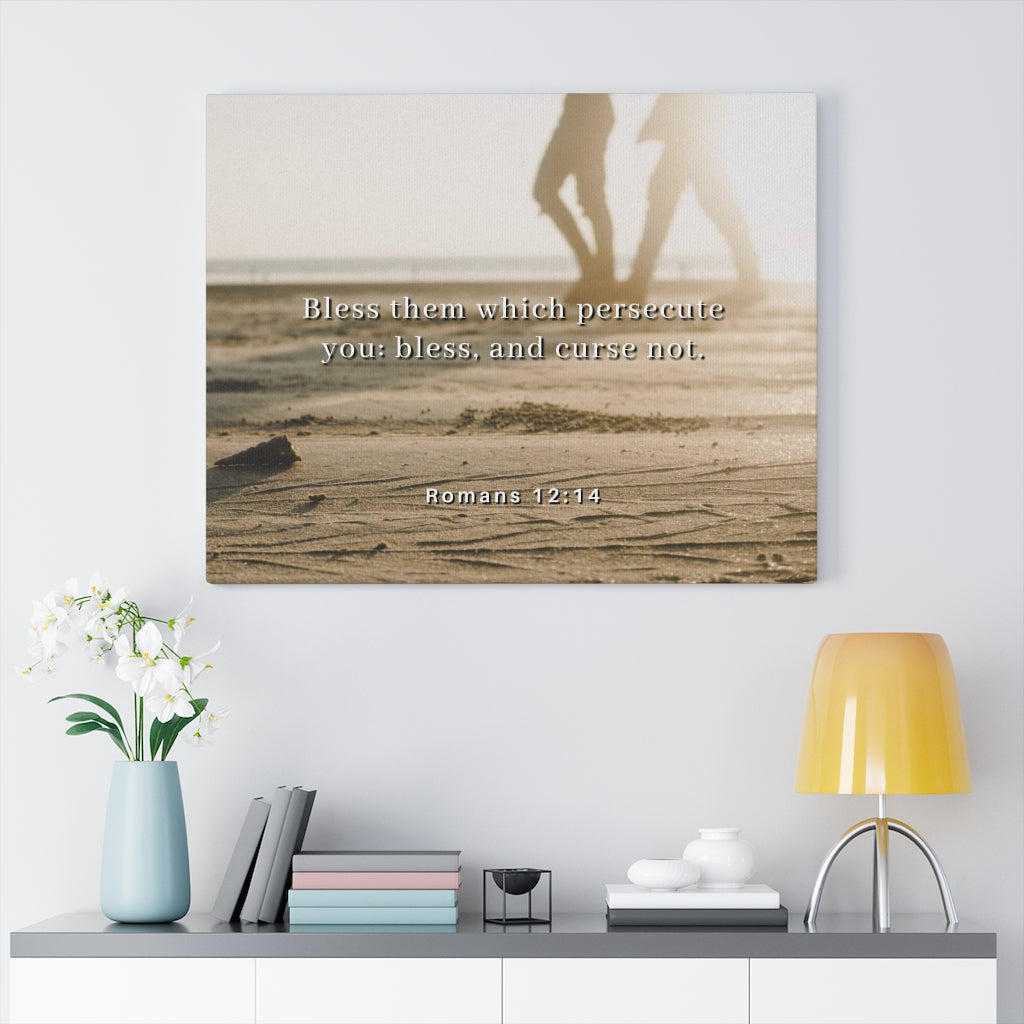 Scripture Walls Bless Them Romans 12:14 Bible Verse Canvas Christian Wall Art Ready to Hang Unframed-Express Your Love Gifts