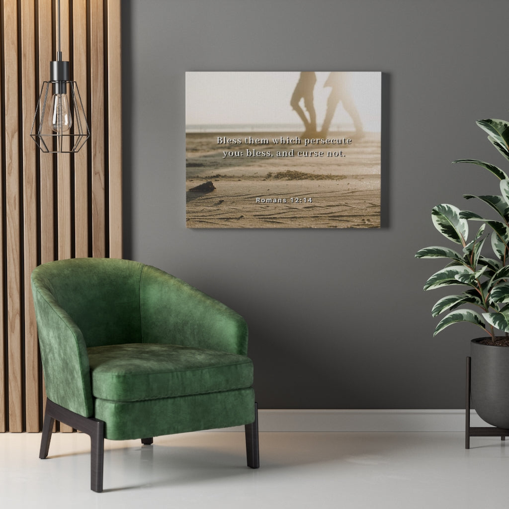 Scripture Walls Bless Them Romans 12:14 Bible Verse Canvas Christian Wall Art Ready to Hang Unframed-Express Your Love Gifts
