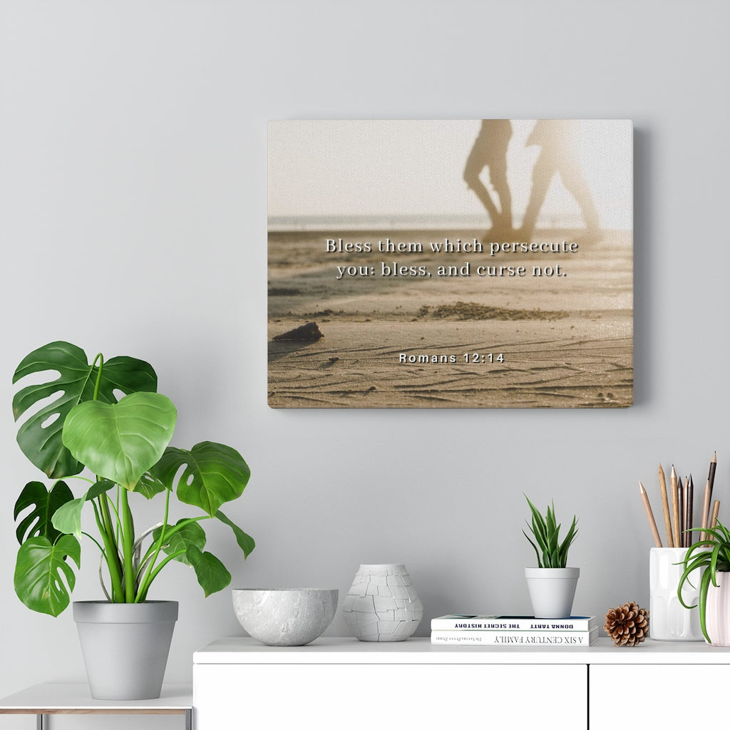 Scripture Walls Bless Them Romans 12:14 Bible Verse Canvas Christian Wall Art Ready to Hang Unframed-Express Your Love Gifts