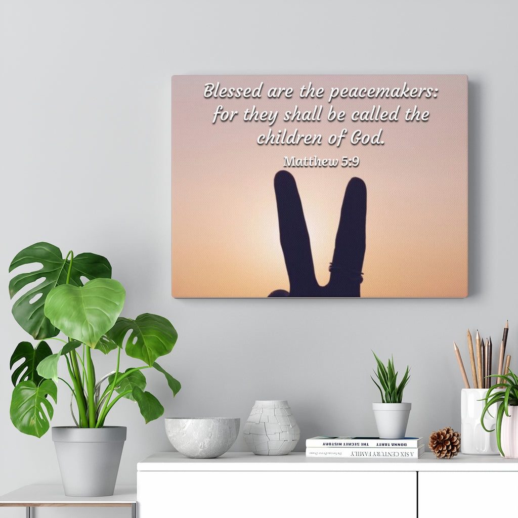 Scripture Walls Blessed Are The Peacemakers Matthew 5:9 Bible Verse Canvas Christian Wall Art Ready to Hang Unframed-Express Your Love Gifts