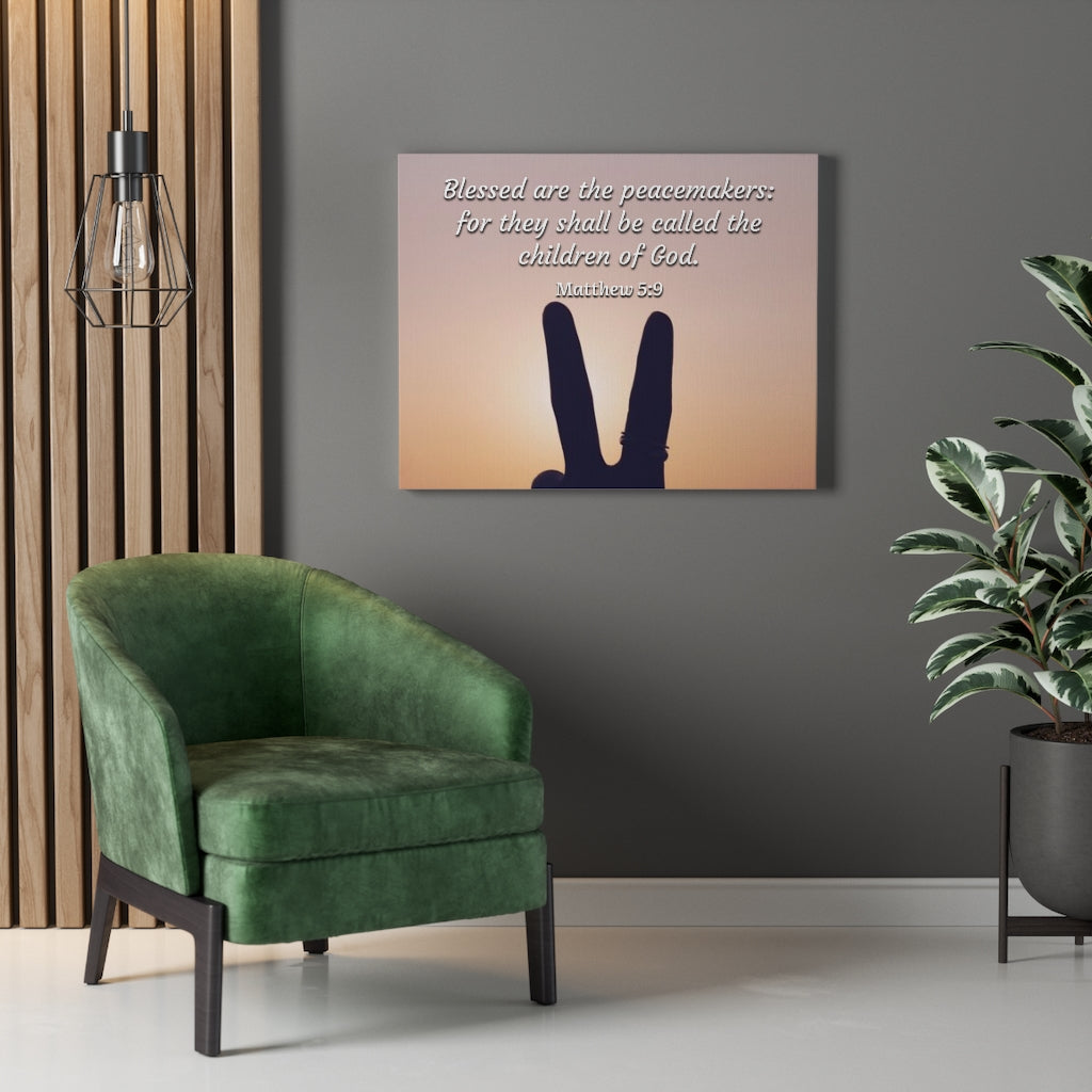 Scripture Walls Blessed Are The Peacemakers Matthew 5:9 Bible Verse Canvas Christian Wall Art Ready to Hang Unframed-Express Your Love Gifts