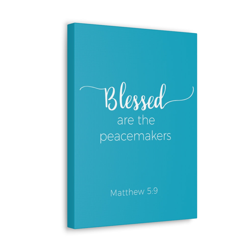Scripture Walls Blessed Are The Peacemakers Matthew 5:9 Blue Bible Verse Canvas Christian Wall Art Ready To Hang Unframed-Express Your Love Gifts
