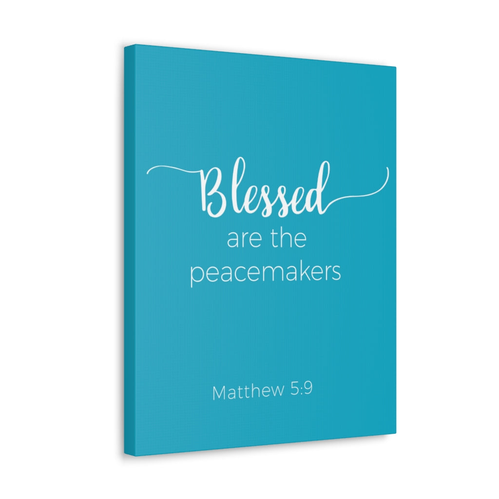 Scripture Walls Blessed Are The Peacemakers Matthew 5:9 Blue Bible Verse Canvas Christian Wall Art Ready To Hang Unframed-Express Your Love Gifts