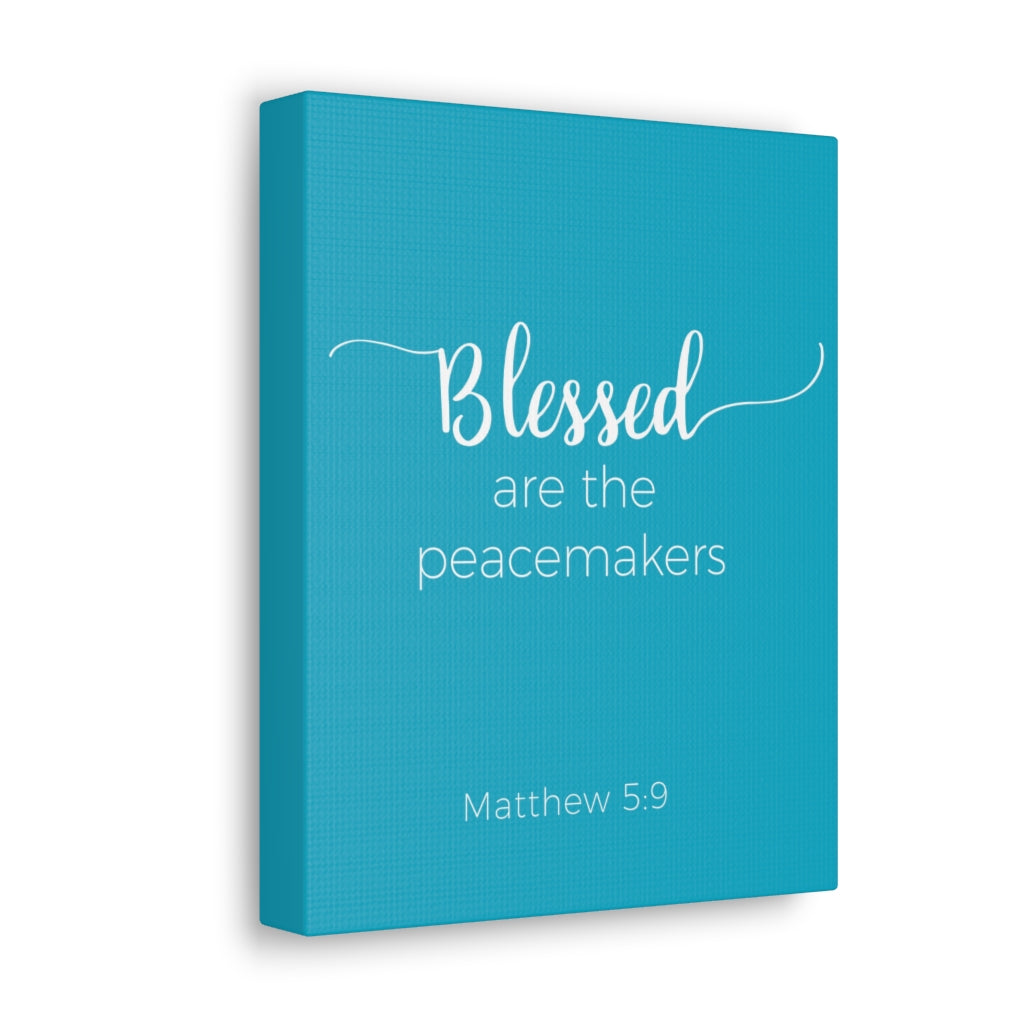 Scripture Walls Blessed Are The Peacemakers Matthew 5:9 Blue Bible Verse Canvas Christian Wall Art Ready To Hang Unframed-Express Your Love Gifts