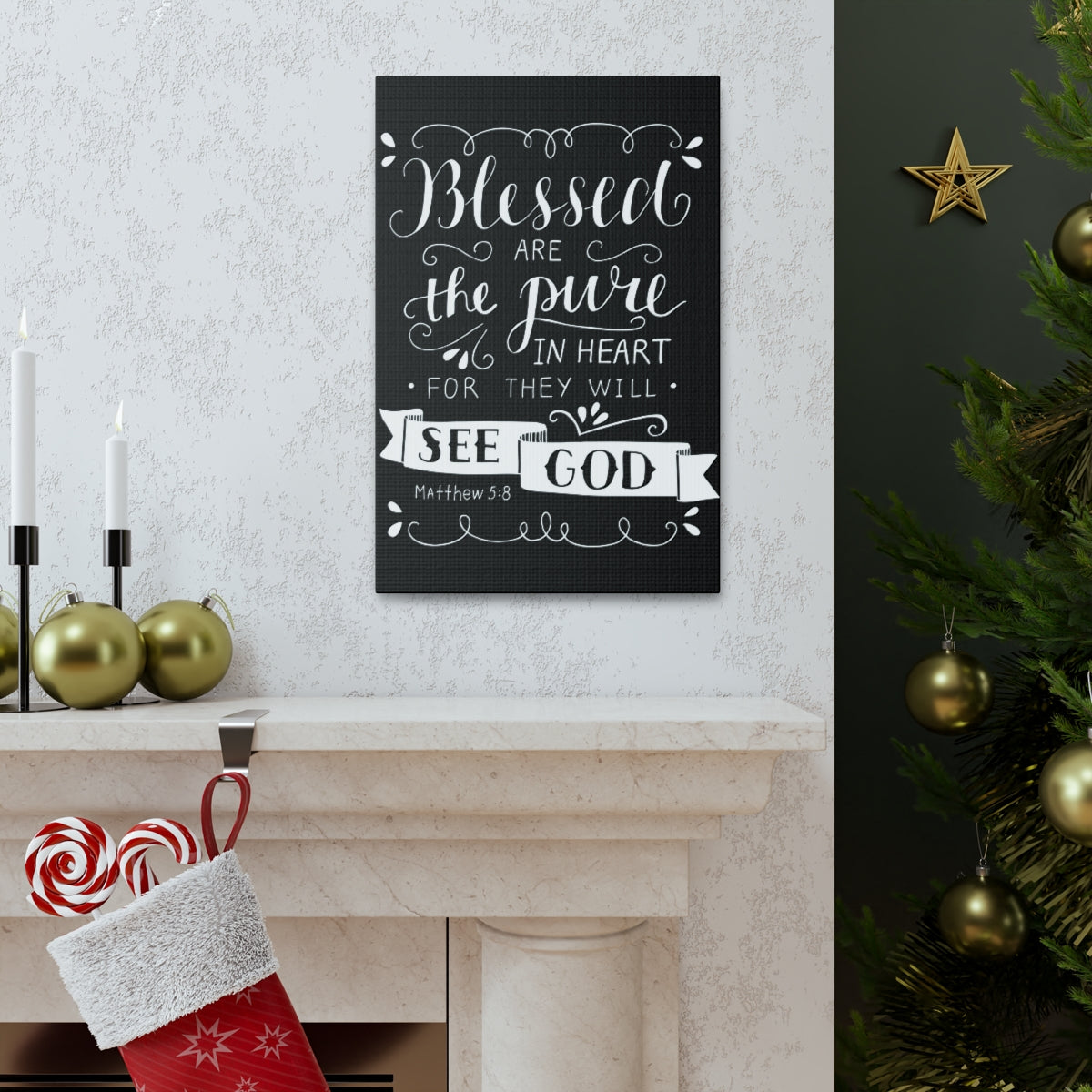 Scripture Walls Blessed Are The Poor Matthew 5:8 Bible Verse Canvas Christian Wall Art Ready to Hang Unframed-Express Your Love Gifts