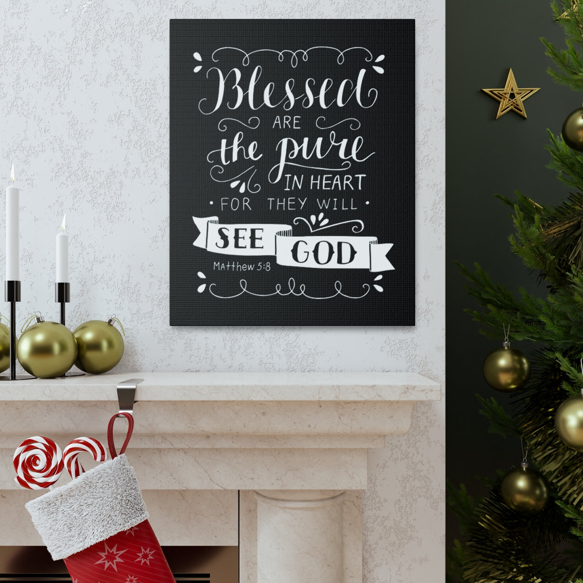 Scripture Walls Blessed Are The Poor Matthew 5:8 Bible Verse Canvas Christian Wall Art Ready to Hang Unframed-Express Your Love Gifts