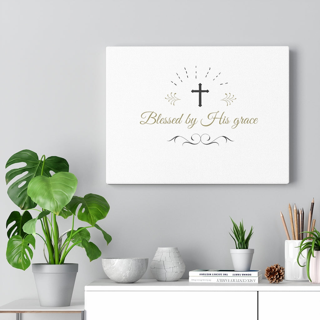 Scripture Walls Blessed By His Grace Bible Verse Canvas Christian Wall Art Ready to Hang Unframed-Express Your Love Gifts