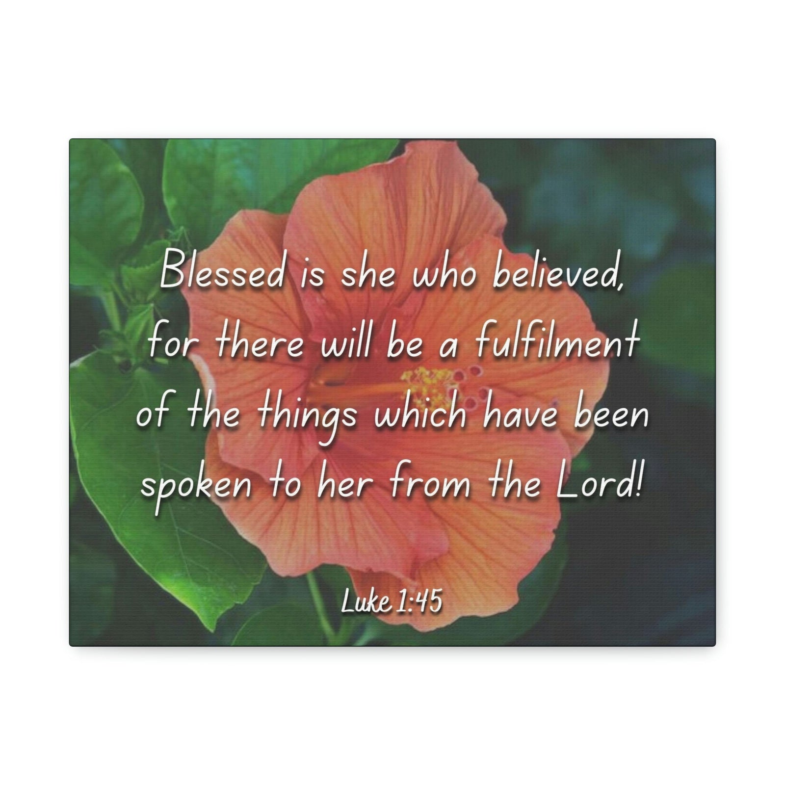 Scripture Walls Blessed Is She Luke 1:45 Red Flower Christian Wall Art Bible Verse Print Ready to Hang Unframed-Express Your Love Gifts