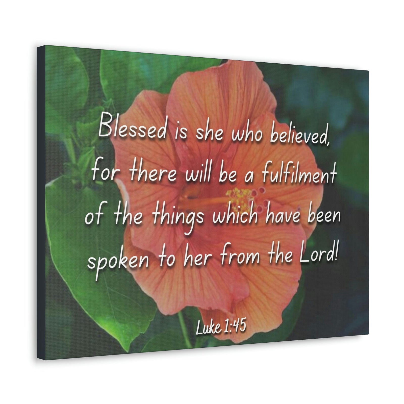 Scripture Walls Blessed Is She Luke 1:45 Red Flower Christian Wall Art Bible Verse Print Ready to Hang Unframed-Express Your Love Gifts