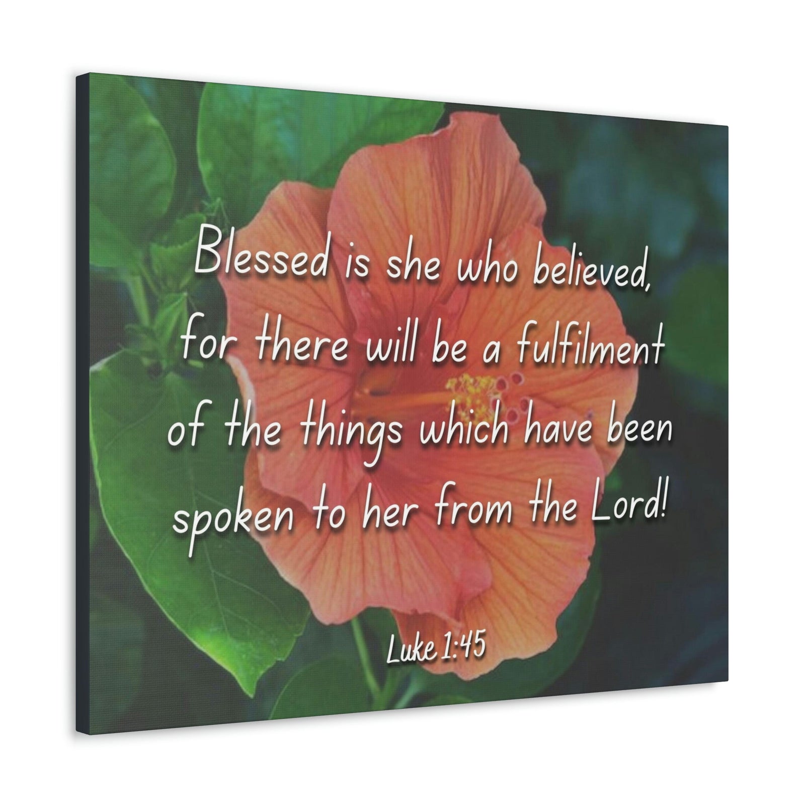 Scripture Walls Blessed Is She Luke 1:45 Red Flower Christian Wall Art Bible Verse Print Ready to Hang Unframed-Express Your Love Gifts