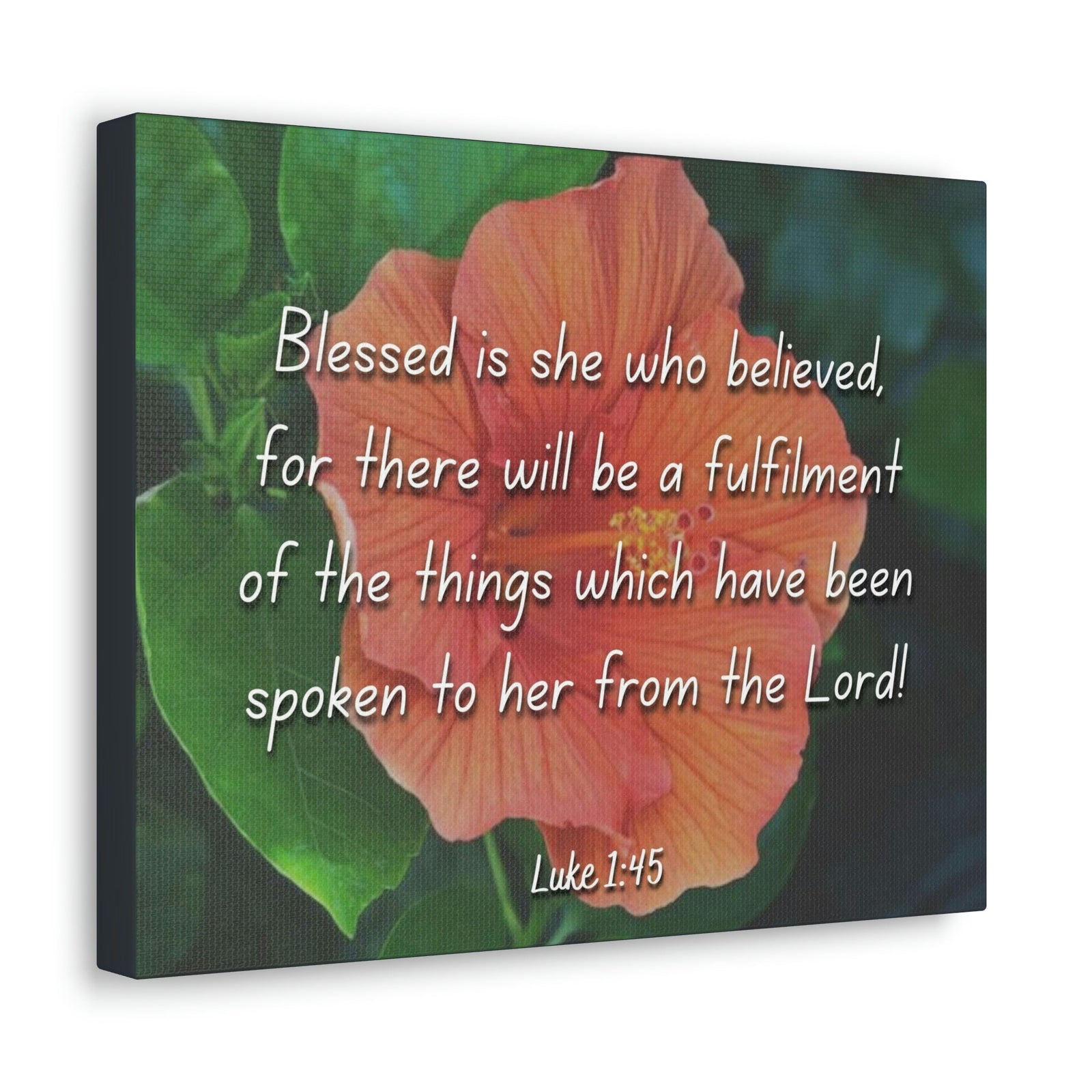 Scripture Walls Blessed Is She Luke 1:45 Red Flower Christian Wall Art Bible Verse Print Ready to Hang Unframed-Express Your Love Gifts
