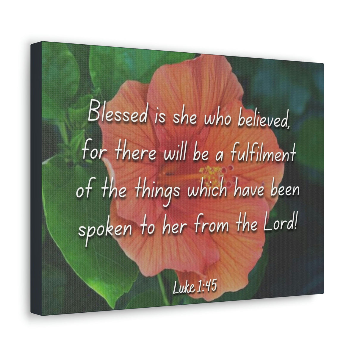 Scripture Walls Blessed Is She Luke 1:45 Red Flower Christian Wall Art Bible Verse Print Ready to Hang Unframed-Express Your Love Gifts